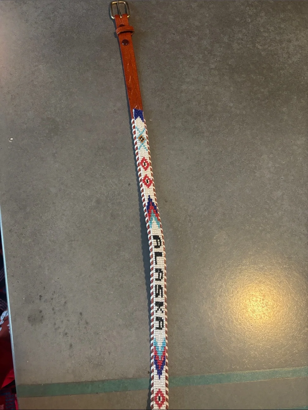 Handcrafted Beaded Leather Belt in Brown and Multicolor
